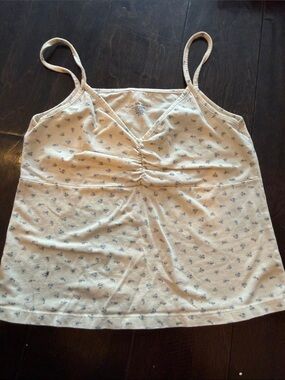 Brandy Melville Cream Floral Spaghetti Strap Cami Y2K Tiffany Tank Top size M